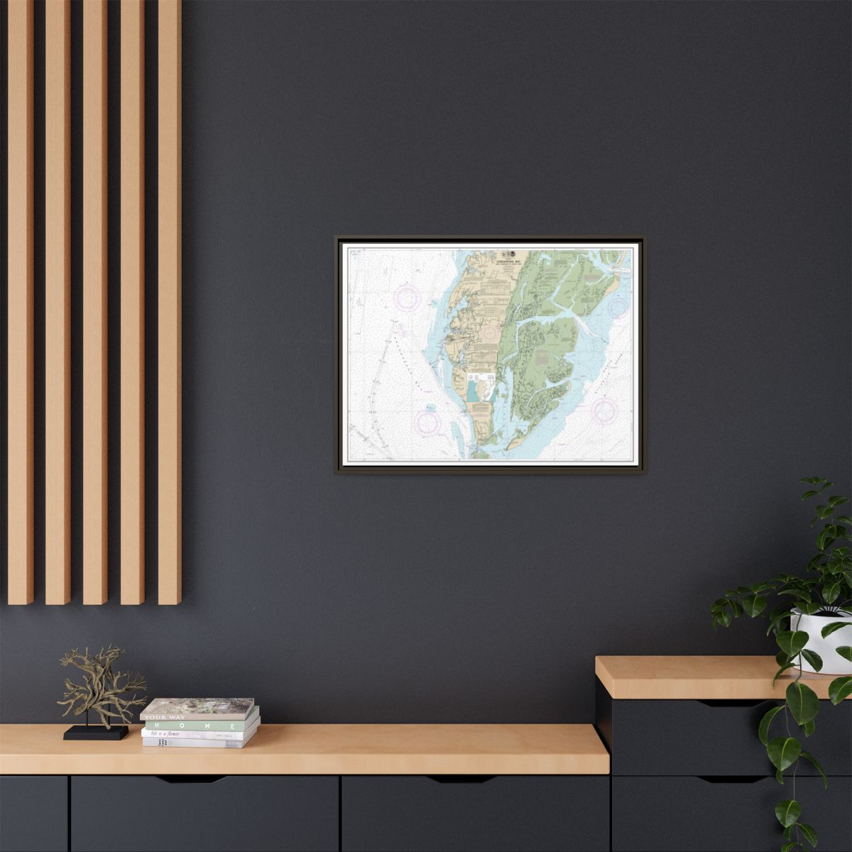 Chart 12224 Chesapeake Bay Cape Charles to Wolf Trap - NOAA Nautical Chart Floating Frame Canvas | 32" x 24" | 40" x 30" - Espresso context-2