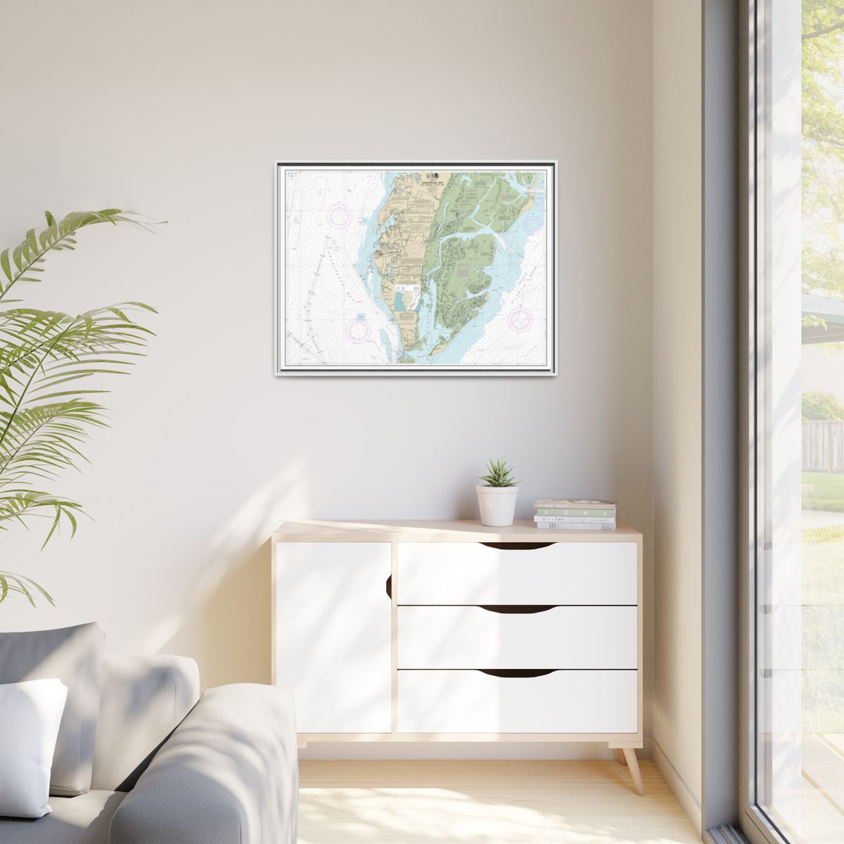 Chart 12224 Chesapeake Bay Cape Charles to Wolf Trap - NOAA Nautical Chart Floating Frame Canvas | 32" x 24" | 40" x 30" - White context-1