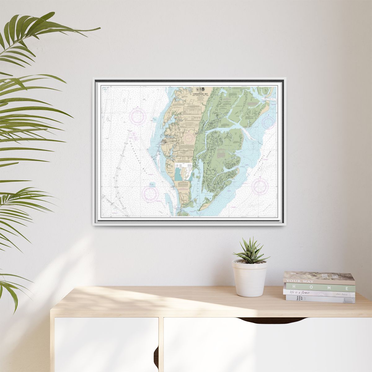 Chart 12224 Chesapeake Bay Cape Charles to Wolf Trap - NOAA Nautical Chart Floating Frame Canvas | 32" x 24" | 40" x 30" - White context-1