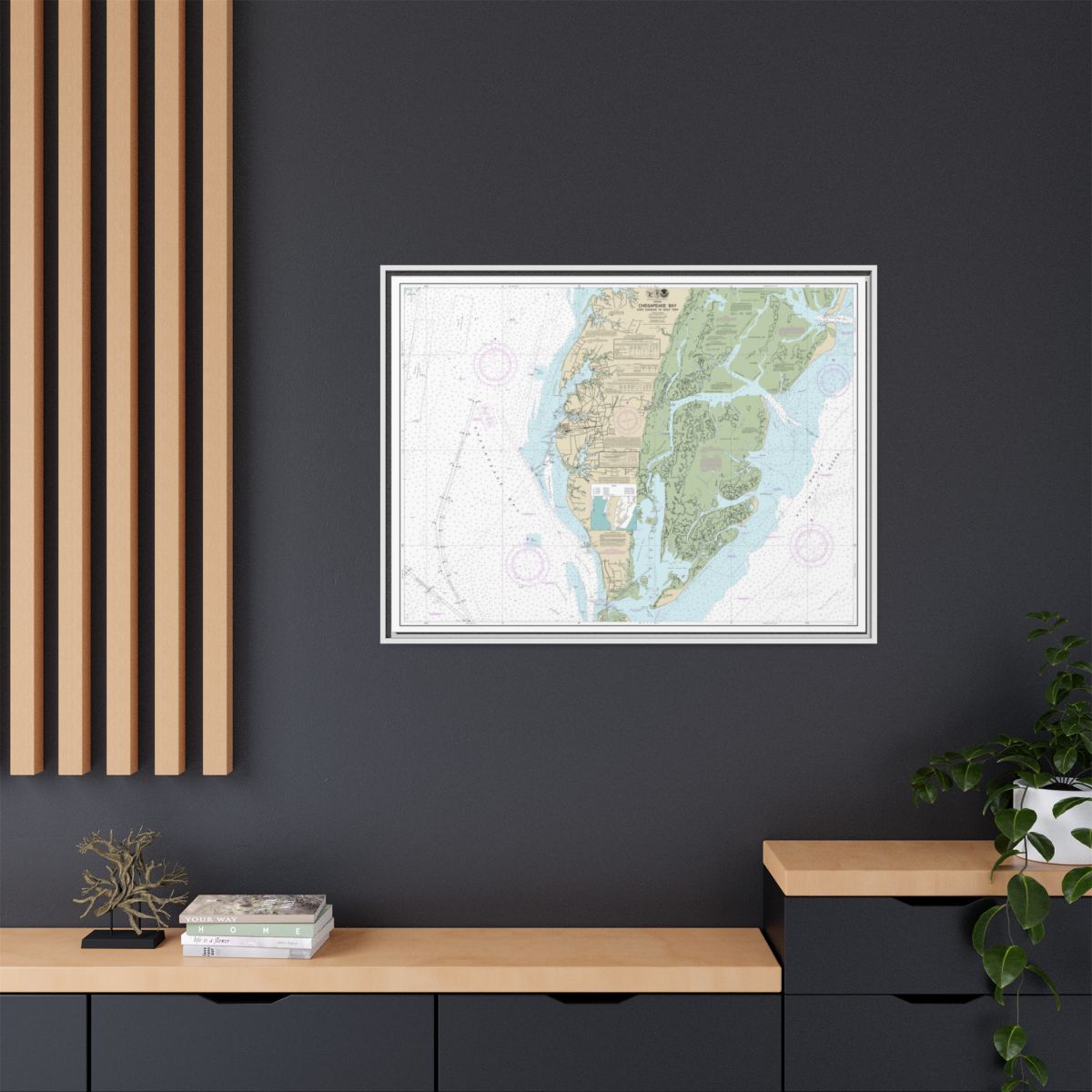 Chart 12224 Chesapeake Bay Cape Charles to Wolf Trap - NOAA Nautical Chart Floating Frame Canvas | 32" x 24" | 40" x 30" - White context-2