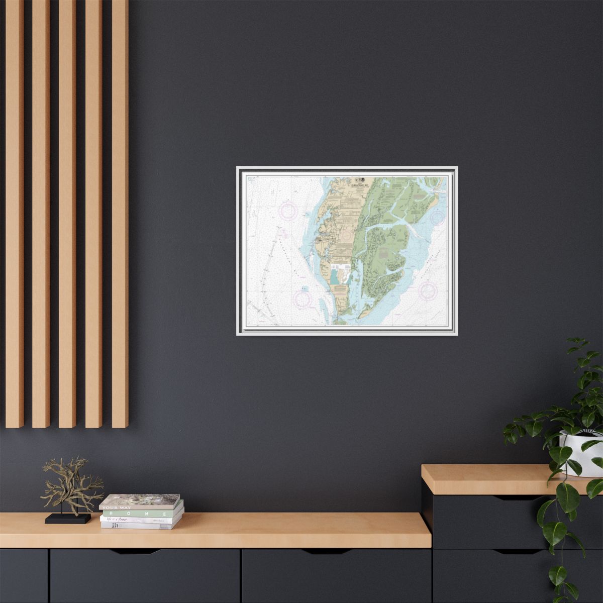 Chart 12224 Chesapeake Bay Cape Charles to Wolf Trap - NOAA Nautical Chart Floating Frame Canvas | 32" x 24" | 40" x 30" - White context-2