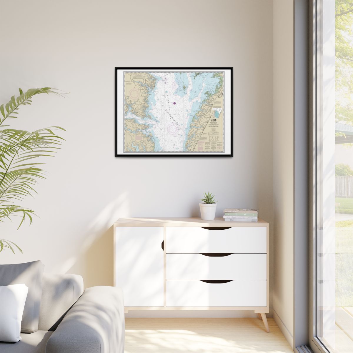 Chart 12225 Chesapeake Bay Wolf Trap to Smith Point - NOAA Nautical Chart Floating Frame Canvas | 32" x 24" | 40" x 30" - Black context-1