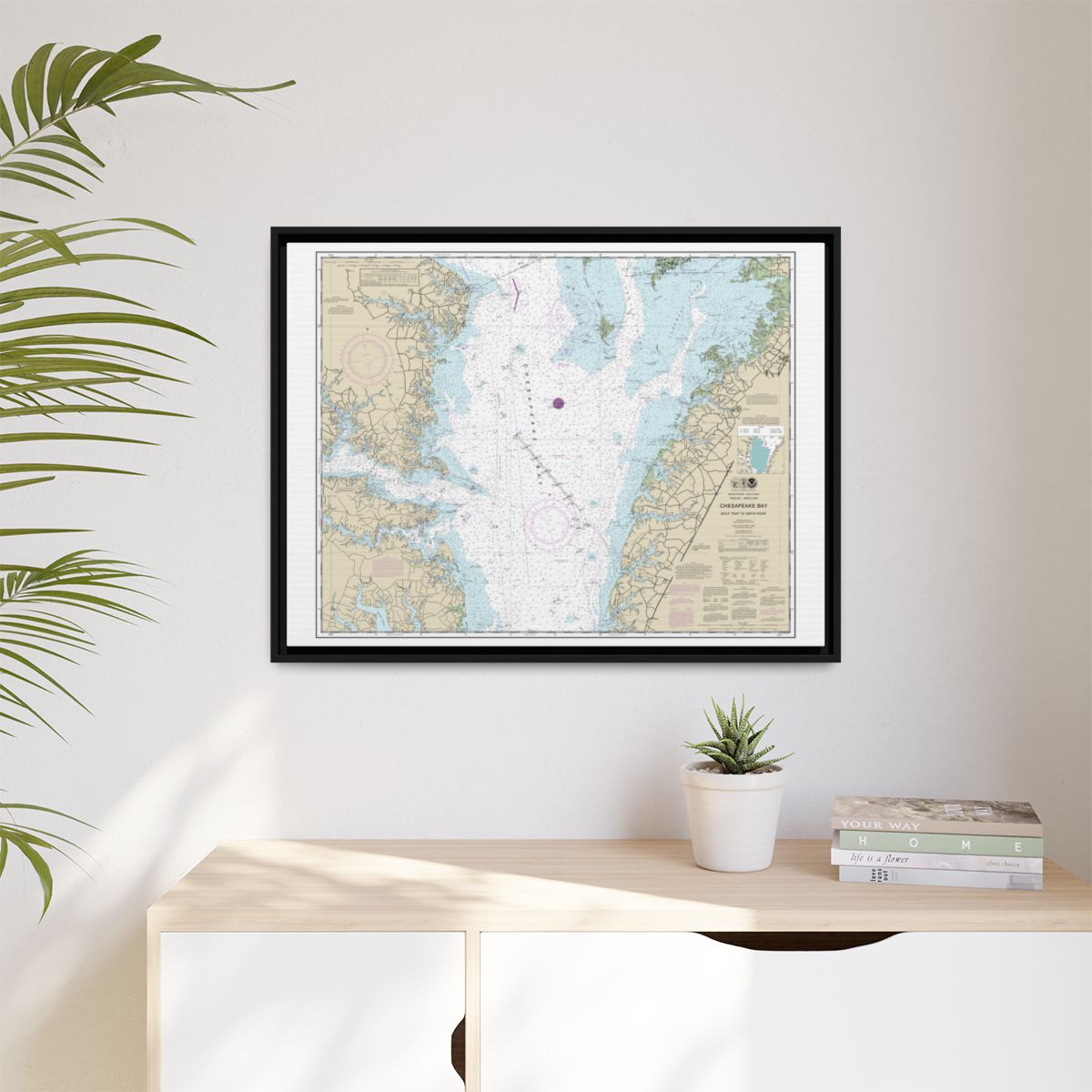Chart 12225 Chesapeake Bay Wolf Trap to Smith Point - NOAA Nautical Chart Floating Frame Canvas | 32" x 24" | 40" x 30" - Black context-1