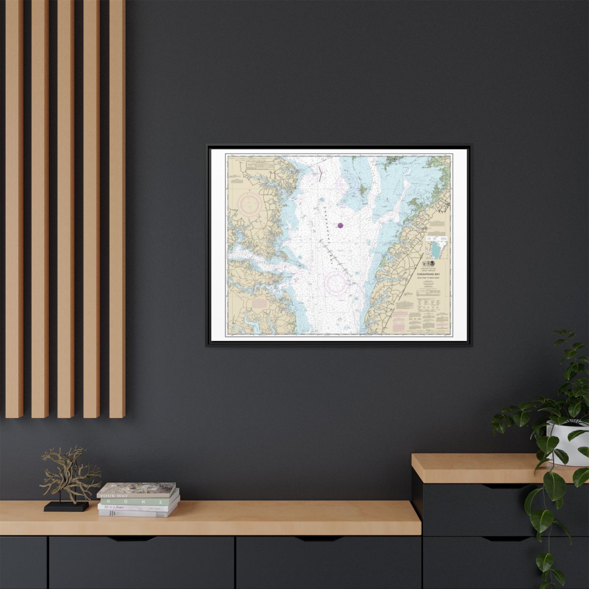 Chart 12225 Chesapeake Bay Wolf Trap to Smith Point - NOAA Nautical Chart Floating Frame Canvas | 32" x 24" | 40" x 30" - Black context-2