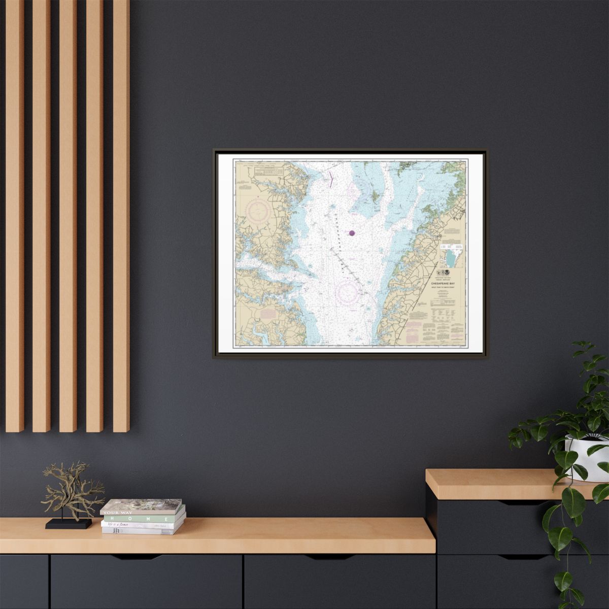 Chart 12225 Chesapeake Bay Wolf Trap to Smith Point - NOAA Nautical Chart Floating Frame Canvas | 32" x 24" | 40" x 30" - Espresso context-2