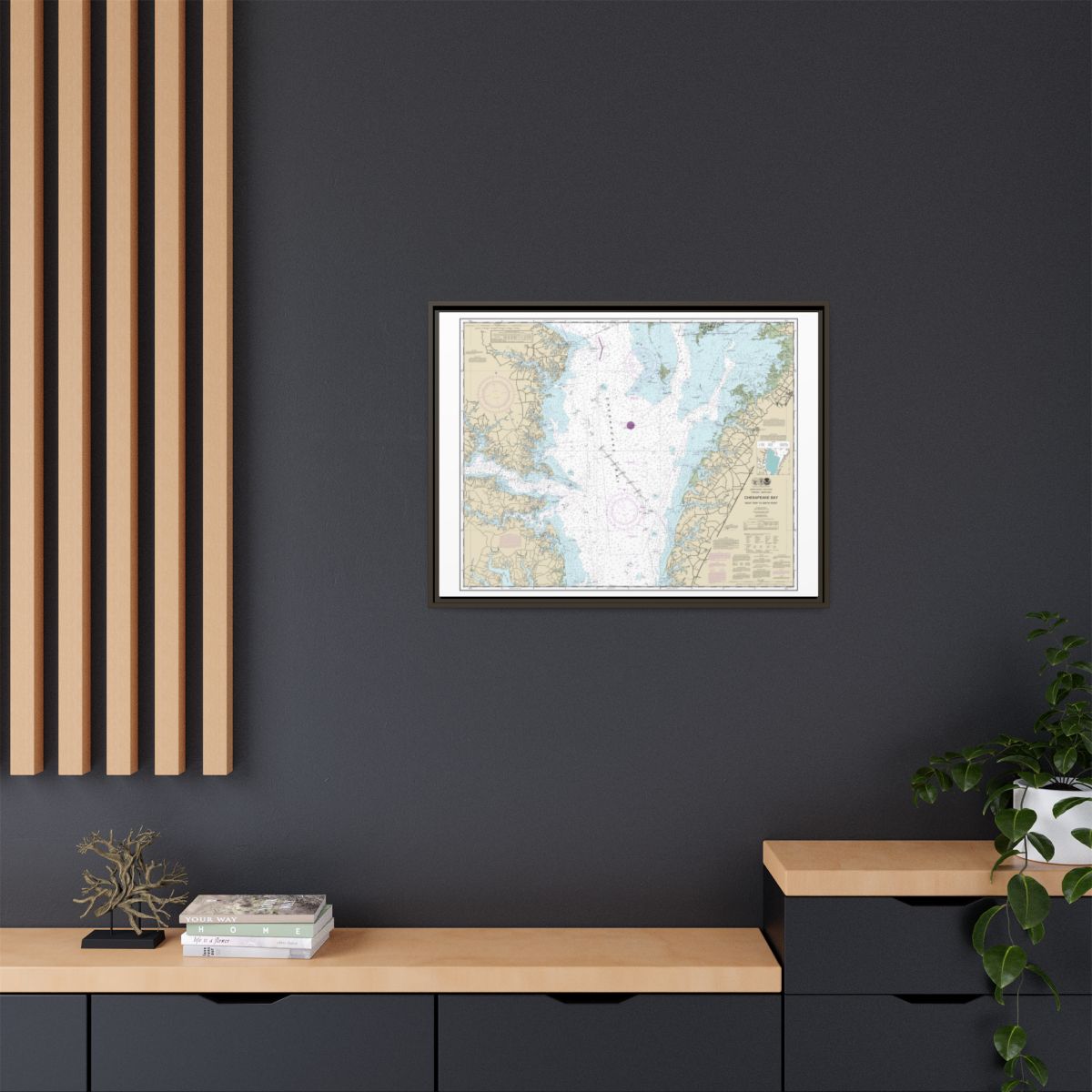 Chart 12225 Chesapeake Bay Wolf Trap to Smith Point - NOAA Nautical Chart Floating Frame Canvas | 32" x 24" | 40" x 30" - Espresso context-2