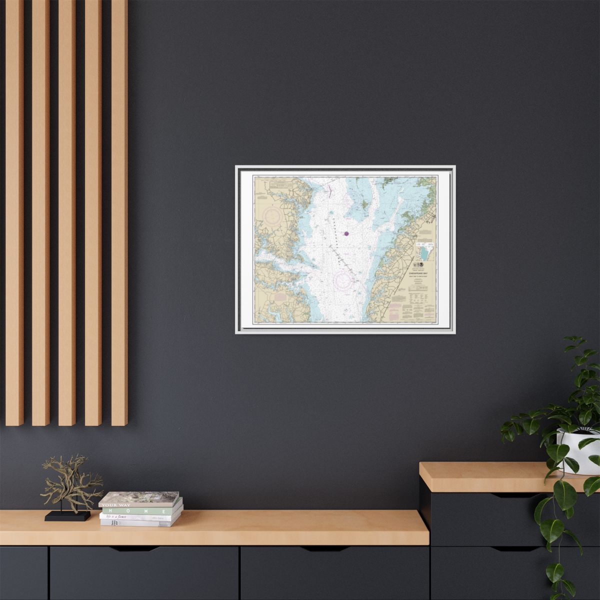 Chart 12225 Chesapeake Bay Wolf Trap to Smith Point - NOAA Nautical Chart Floating Frame Canvas | 32" x 24" | 40" x 30" - White context-2