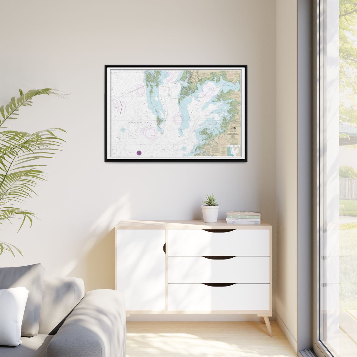 Chart 12228 Chesapeake Bay Pocomoke and Tangier Sounds - NOAA Nautical Chart Floating Frame Canvas | 30" x 20" | 36" x 24" | 48" x 32" - Black context-1