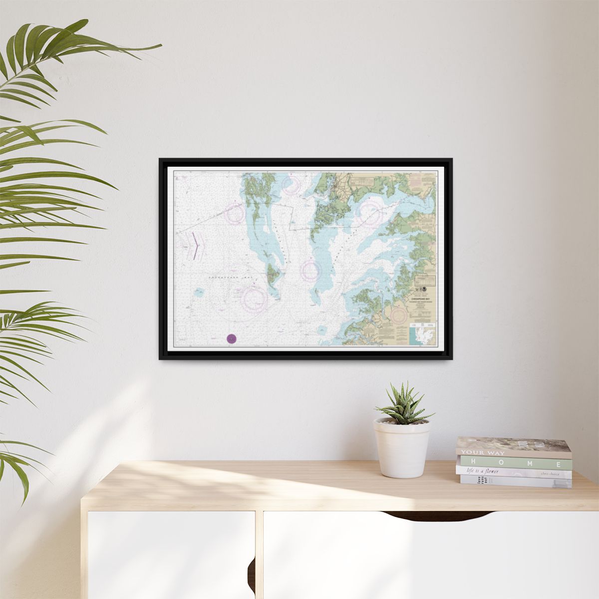 Chart 12228 Chesapeake Bay Pocomoke and Tangier Sounds - NOAA Nautical Chart Floating Frame Canvas | 30" x 20" | 36" x 24" | 48" x 32" - Black context-1