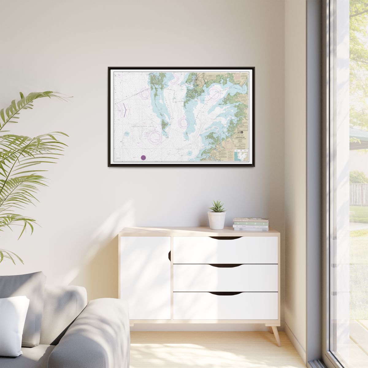 Chart 12228 Chesapeake Bay Pocomoke and Tangier Sounds - NOAA Nautical Chart Floating Frame Canvas | 30" x 20" | 36" x 24" | 48" x 32" - Espresso context-1