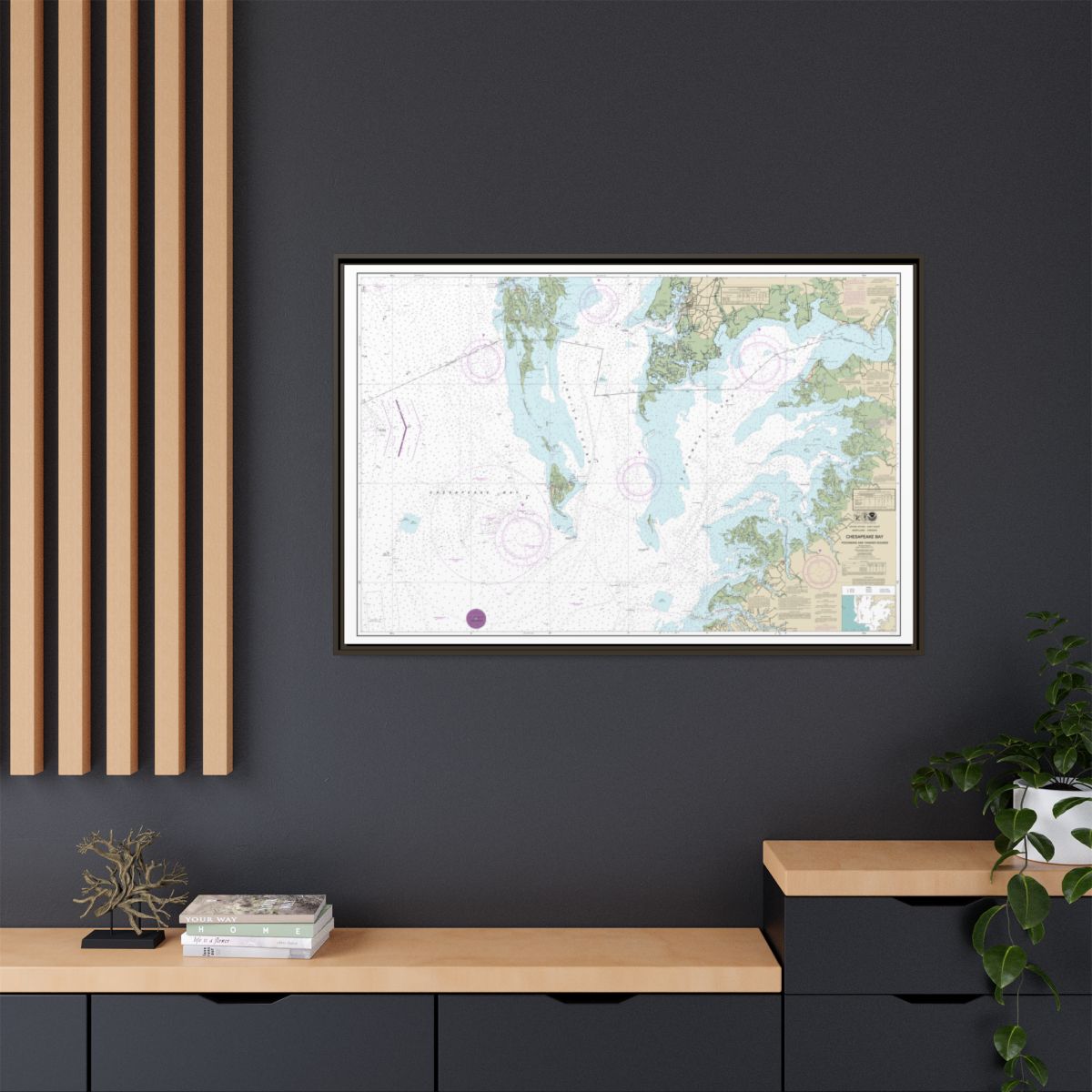 Chart 12228 Chesapeake Bay Pocomoke and Tangier Sounds - NOAA Nautical Chart Floating Frame Canvas | 30" x 20" | 36" x 24" | 48" x 32" - Espresso context-2