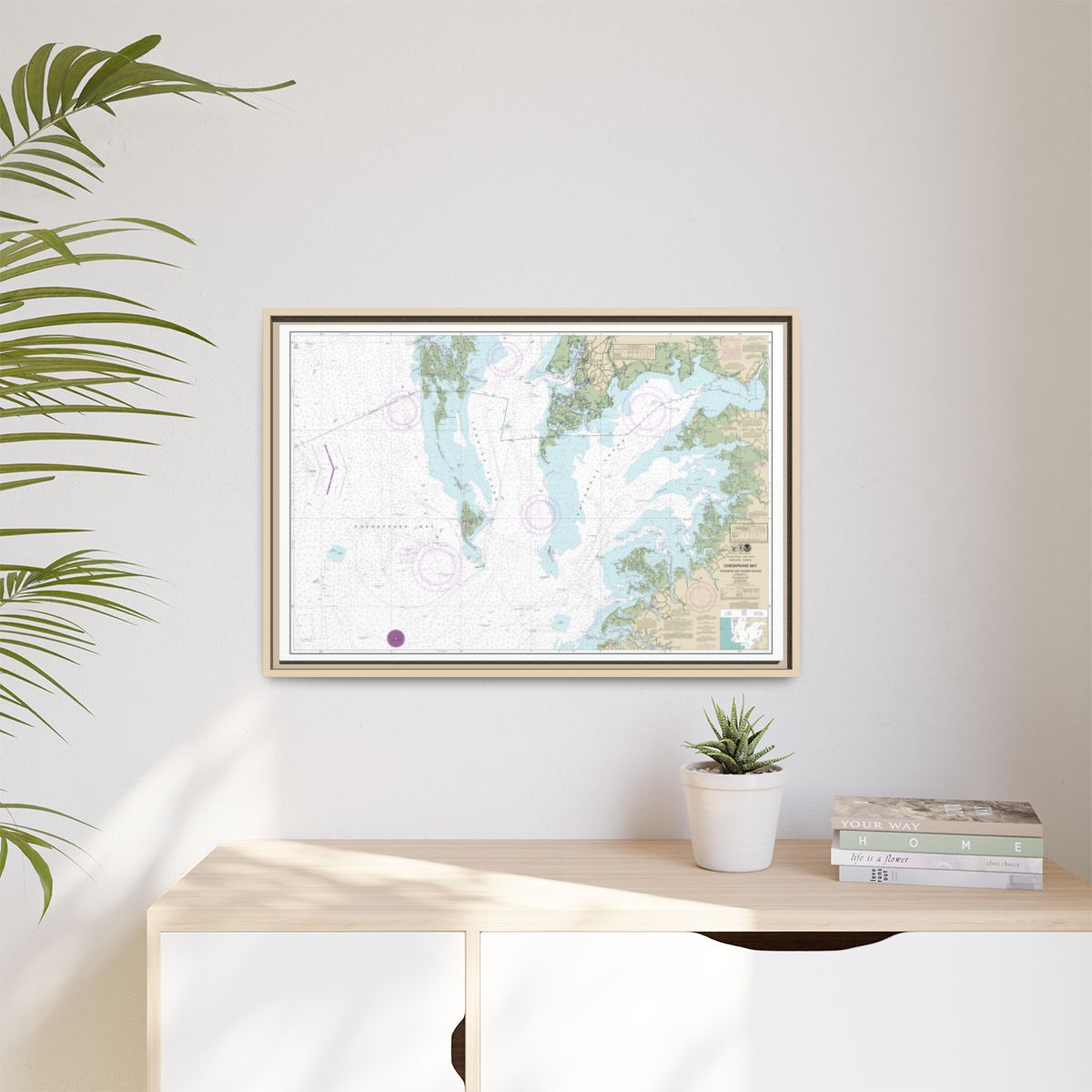 Chart 12228 Chesapeake Bay Pocomoke and Tangier Sounds - NOAA Nautical Chart Floating Frame Canvas | 30" x 20" | 36" x 24" | 48" x 32" - Natural context-1