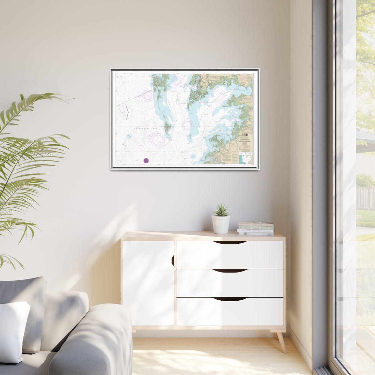 Chart 12228 Chesapeake Bay Pocomoke and Tangier Sounds - NOAA Nautical Chart Floating Frame Canvas | 30" x 20" | 36" x 24" | 48" x 32" - White context-1