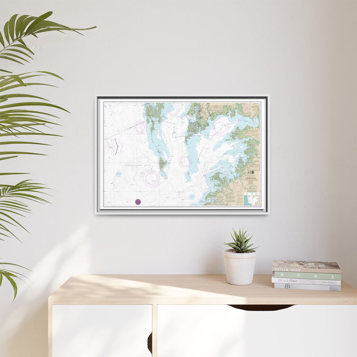 Chart 12228 Chesapeake Bay Pocomoke and Tangier Sounds - NOAA Nautical Chart Floating Frame Canvas | 30" x 20" | 36" x 24" | 48" x 32" - White context-1