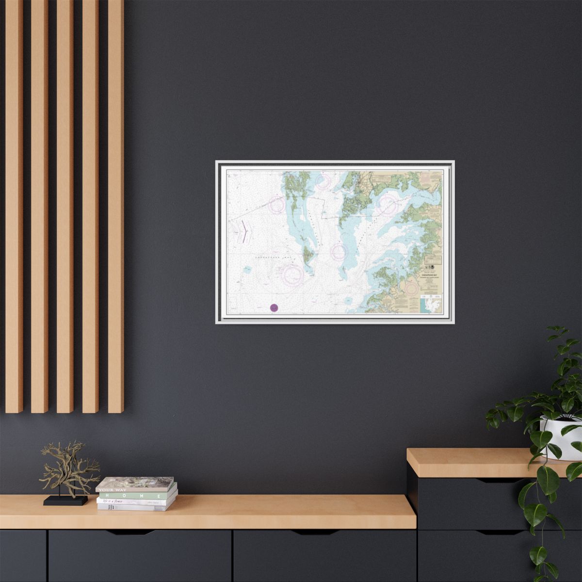 Chart 12228 Chesapeake Bay Pocomoke and Tangier Sounds - NOAA Nautical Chart Floating Frame Canvas | 30" x 20" | 36" x 24" | 48" x 32" - White context-2