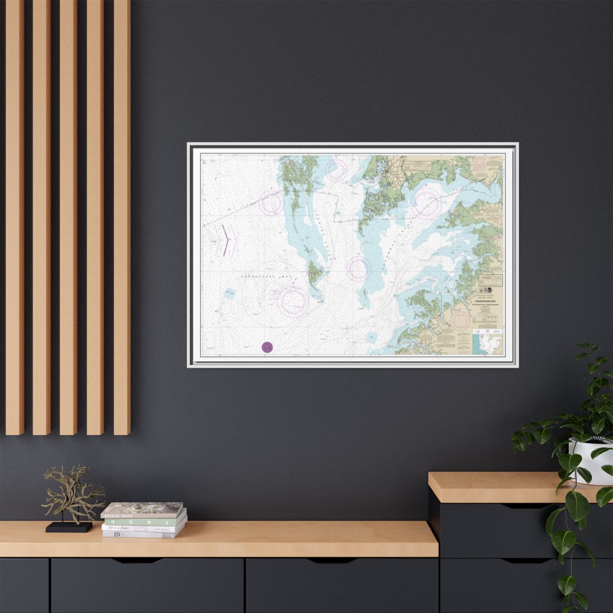 Chart 12228 Chesapeake Bay Pocomoke and Tangier Sounds - NOAA Nautical Chart Floating Frame Canvas | 30" x 20" | 36" x 24" | 48" x 32" - White context-2