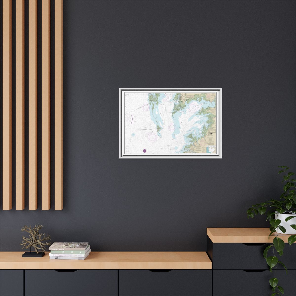 Chart 12228 Chesapeake Bay Pocomoke and Tangier Sounds - NOAA Nautical Chart Floating Frame Canvas | 30" x 20" | 36" x 24" | 48" x 32" - White context-2