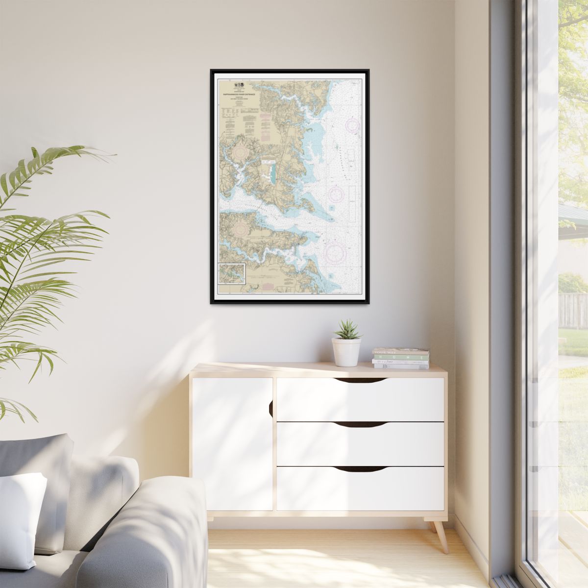 Chart 12235 Chesapeake Bay Rappahannock River Entrance, Piankatank and Great Wicomico Rivers - NOAA Nautical Chart Floating Frame Canvas | 20" x 30" | 24" x 36" | 32" x 48" - Black context-1