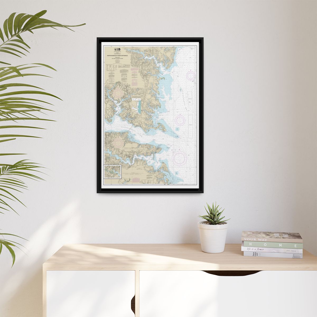 Chart 12235 Chesapeake Bay Rappahannock River Entrance, Piankatank and Great Wicomico Rivers - NOAA Nautical Chart Floating Frame Canvas | 20" x 30" | 24" x 36" | 32" x 48" - Black context-1