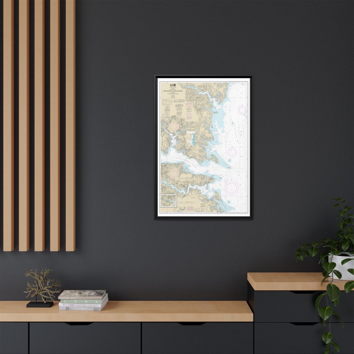 Chart 12235 Chesapeake Bay Rappahannock River Entrance, Piankatank and Great Wicomico Rivers - NOAA Nautical Chart Floating Frame Canvas | 20" x 30" | 24" x 36" | 32" x 48" - Black context-2