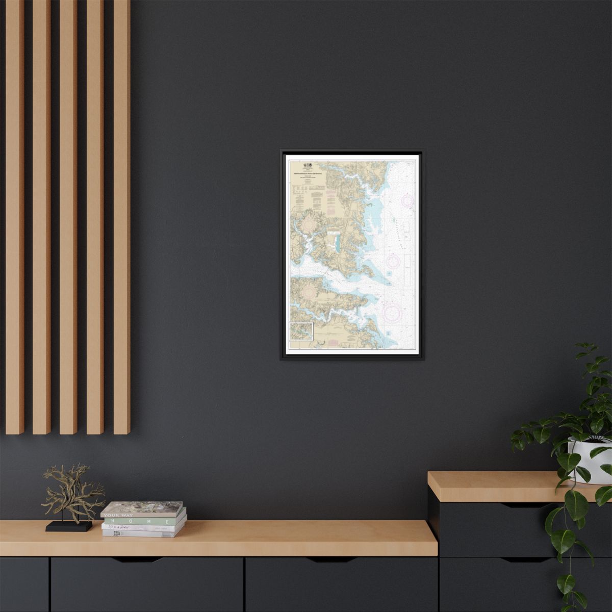 Chart 12235 Chesapeake Bay Rappahannock River Entrance, Piankatank and Great Wicomico Rivers - NOAA Nautical Chart Floating Frame Canvas | 20" x 30" | 24" x 36" | 32" x 48" - Black context-2