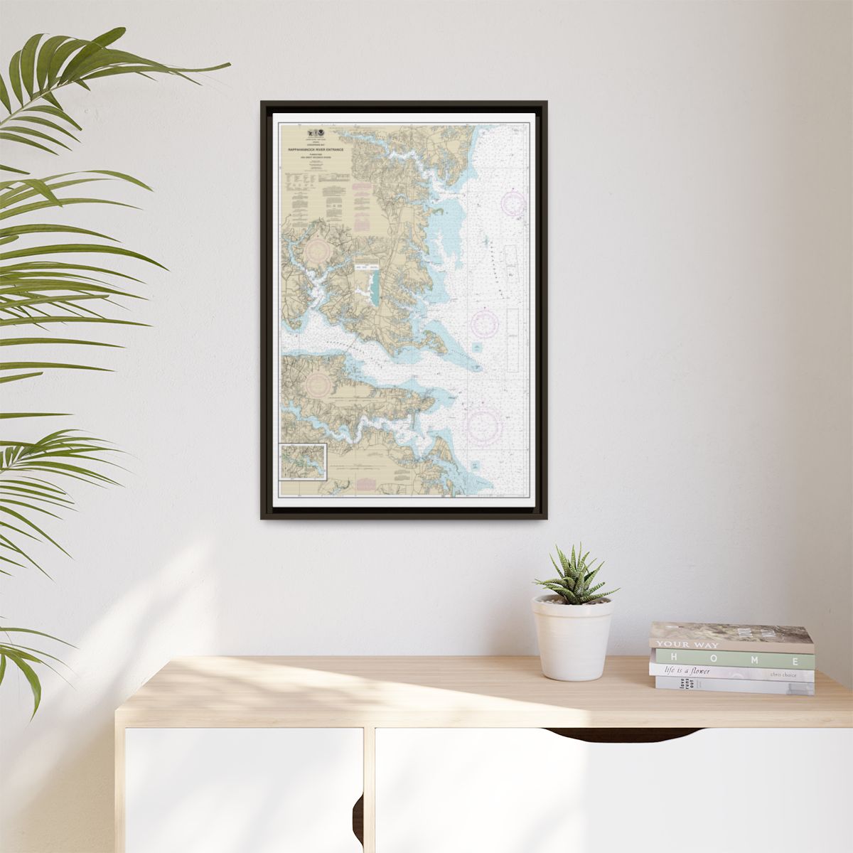 Chart 12235 Chesapeake Bay Rappahannock River Entrance, Piankatank and Great Wicomico Rivers - NOAA Nautical Chart Floating Frame Canvas | 20" x 30" | 24" x 36" | 32" x 48" - Espresso context-1