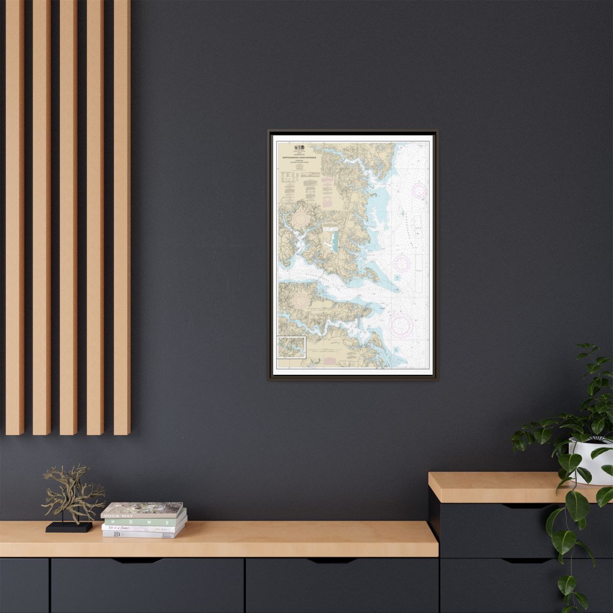 Chart 12235 Chesapeake Bay Rappahannock River Entrance, Piankatank and Great Wicomico Rivers - NOAA Nautical Chart Floating Frame Canvas | 20" x 30" | 24" x 36" | 32" x 48" - Espresso context-2