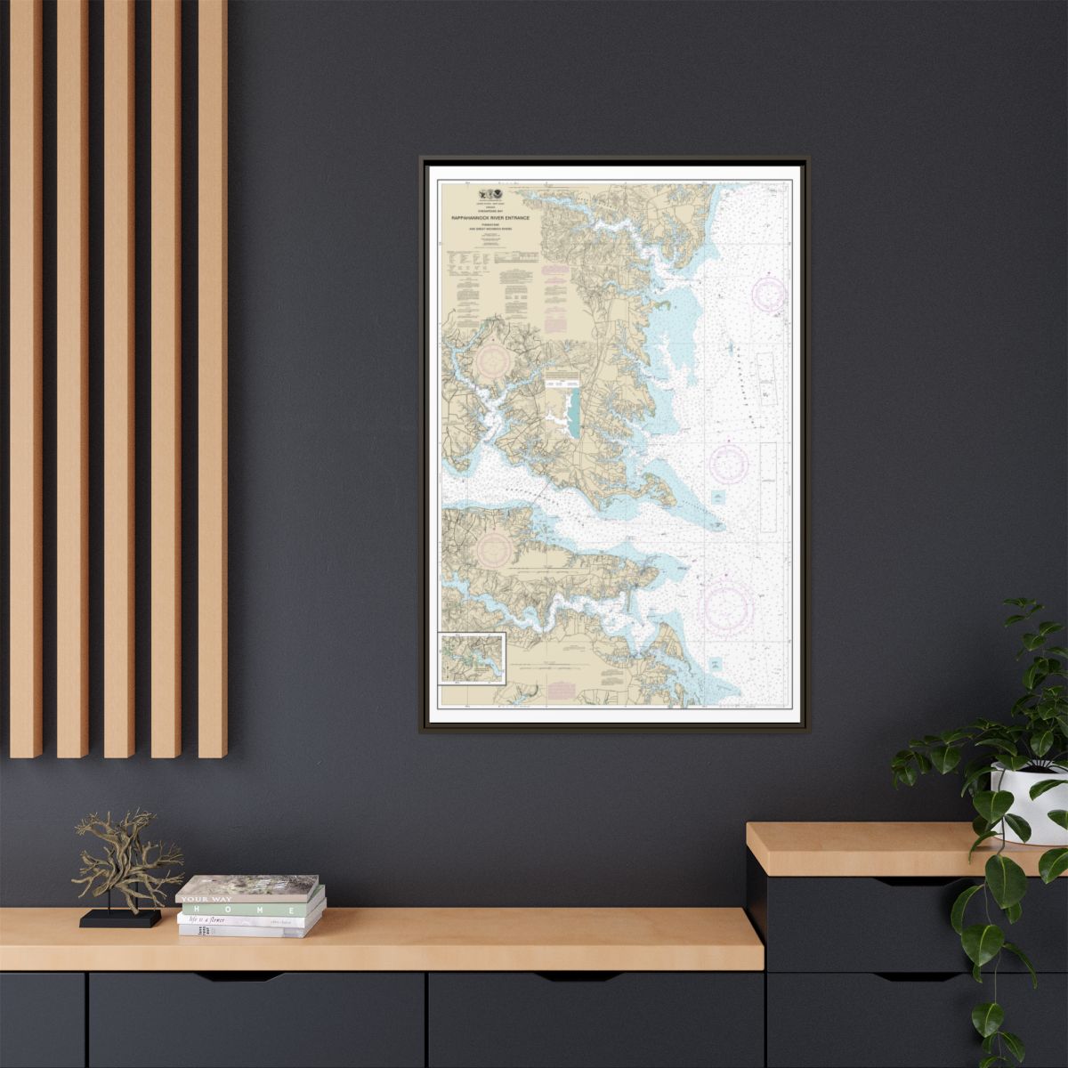Chart 12235 Chesapeake Bay Rappahannock River Entrance, Piankatank and Great Wicomico Rivers - NOAA Nautical Chart Floating Frame Canvas | 20" x 30" | 24" x 36" | 32" x 48" - Espresso context-2