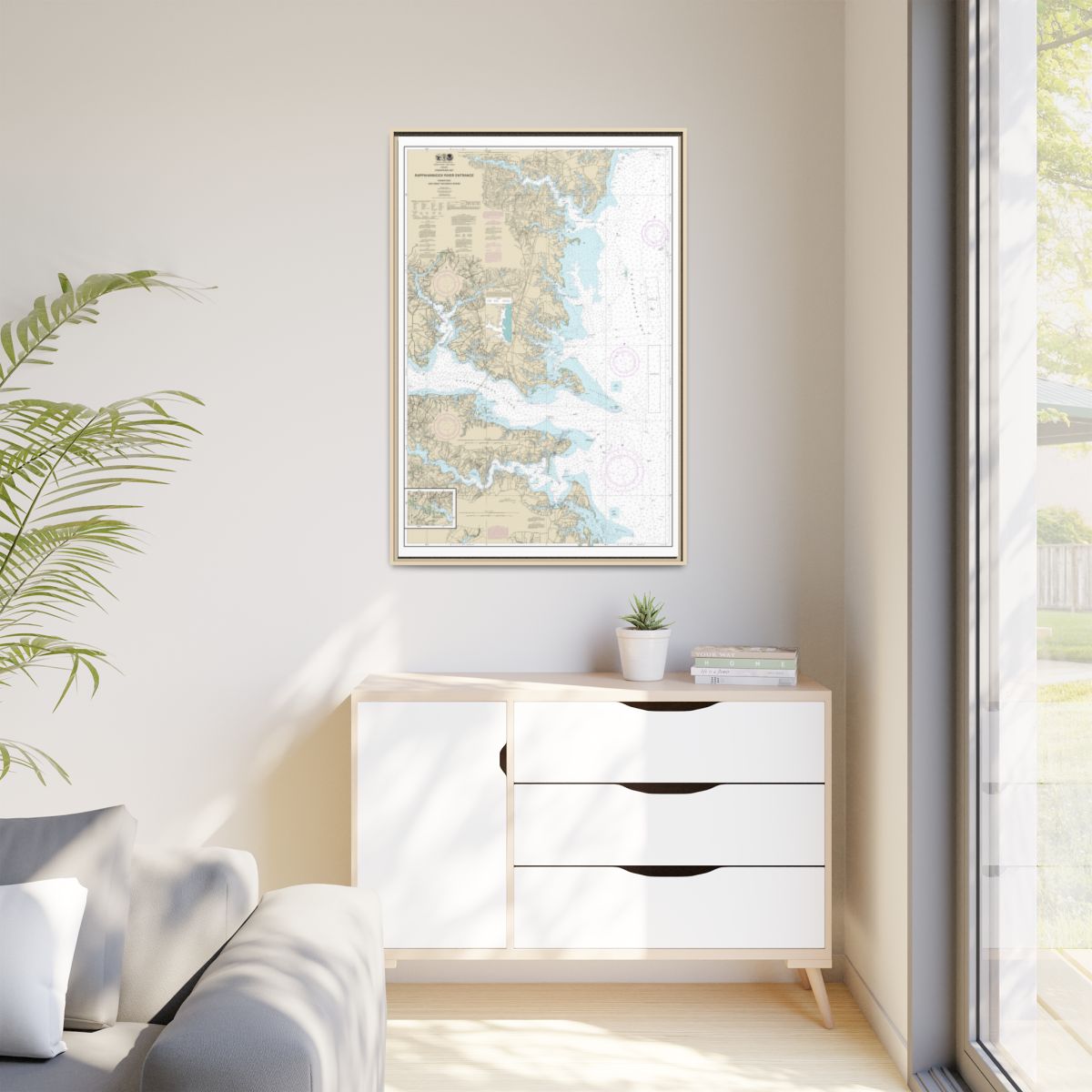 Chart 12235 Chesapeake Bay Rappahannock River Entrance, Piankatank and Great Wicomico Rivers - NOAA Nautical Chart Floating Frame Canvas | 20" x 30" | 24" x 36" | 32" x 48" - Natural context-1