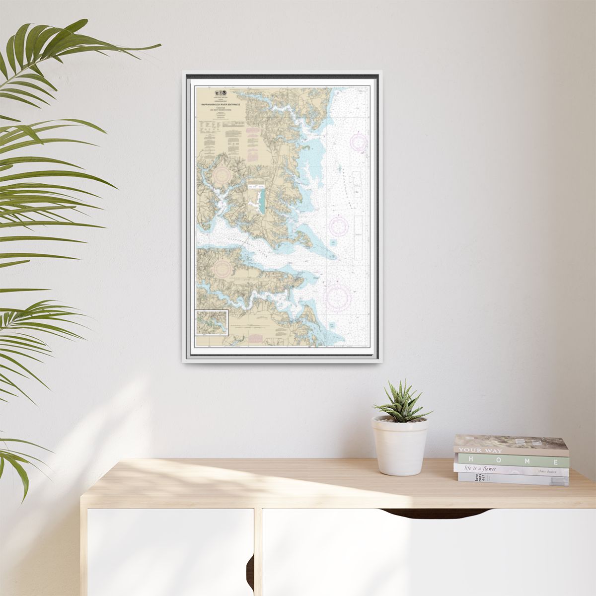 Chart 12235 Chesapeake Bay Rappahannock River Entrance, Piankatank and Great Wicomico Rivers - NOAA Nautical Chart Floating Frame Canvas | 20" x 30" | 24" x 36" | 32" x 48" - White context-1