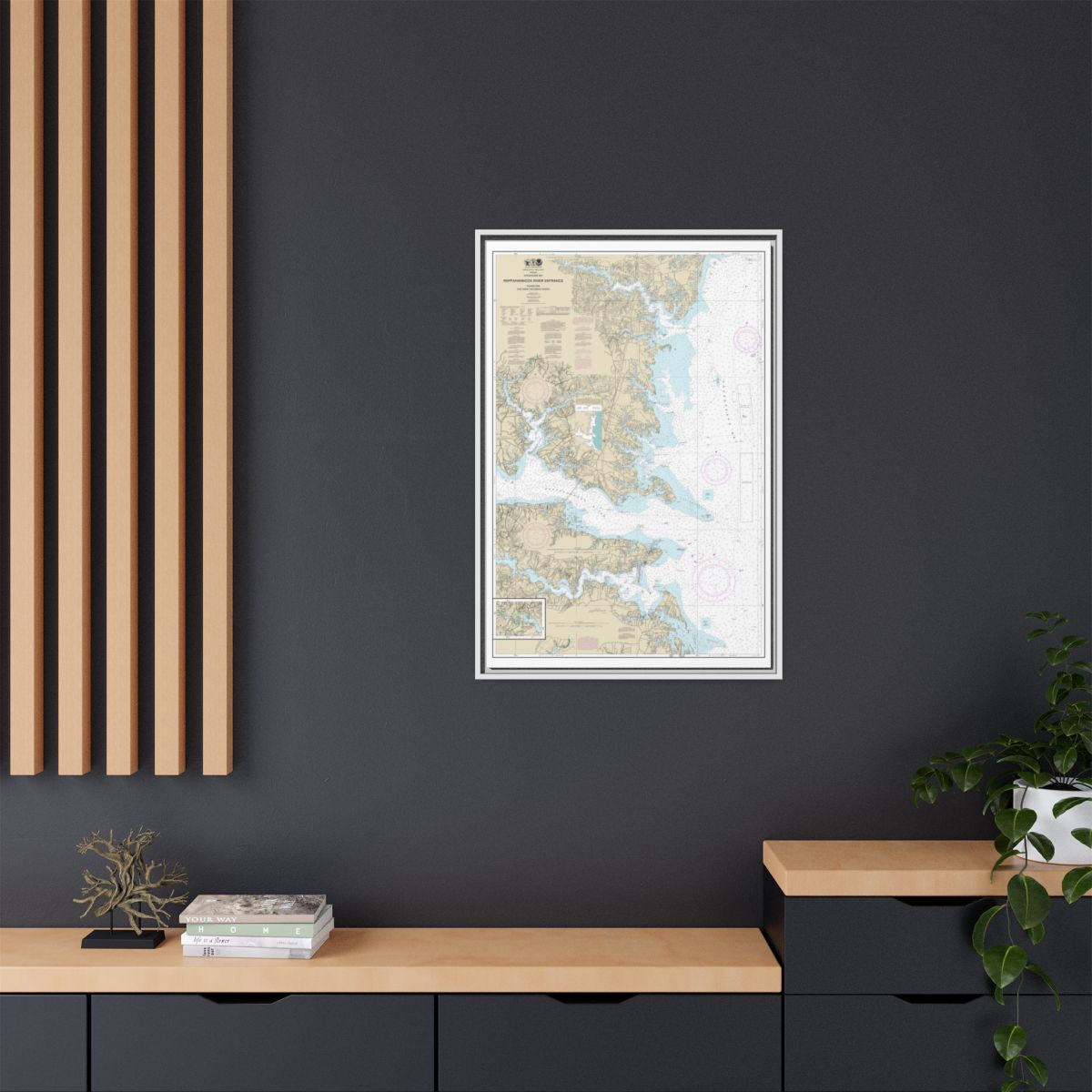 Chart 12235 Chesapeake Bay Rappahannock River Entrance, Piankatank and Great Wicomico Rivers - NOAA Nautical Chart Floating Frame Canvas | 20" x 30" | 24" x 36" | 32" x 48" - White context-2