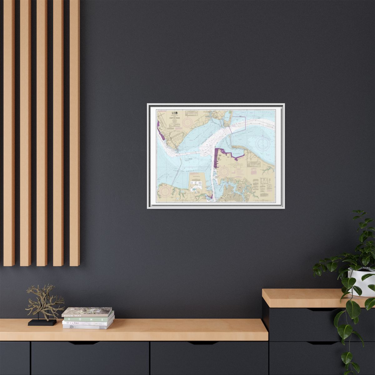 Chart 12245 Hampton Roads - NOAA Nautical Chart Floating Frame Canvas | 32" x 24" | 40" x 30" - White context-2