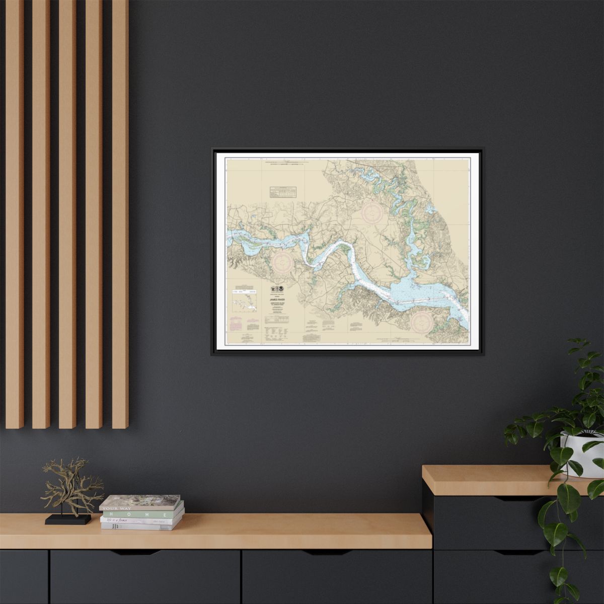 Chart 12251 James River Jamestown Island to Jordan Point - NOAA Nautical Chart Floating Frame Canvas | 32" x 24" | 40" x 30" - Black context-2
