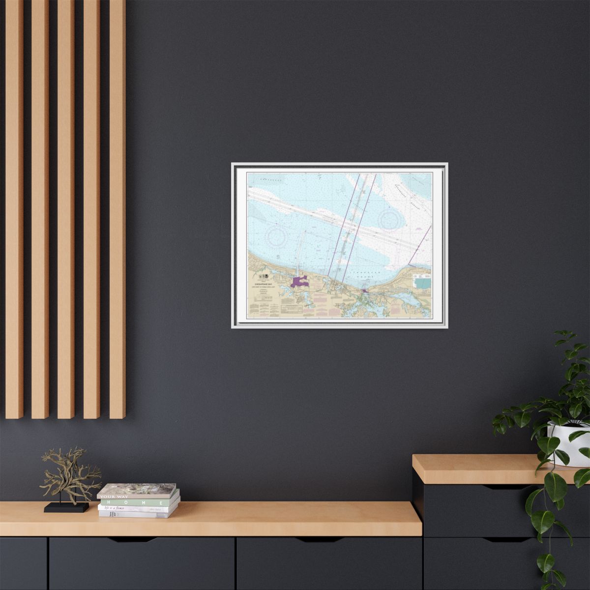 Chart 12254 Chesapeake Bay Cape Henry to Thimble Shoal Light - NOAA Nautical Chart Floating Frame Canvas | 32" x 24" | 40" x 30" - White context-2