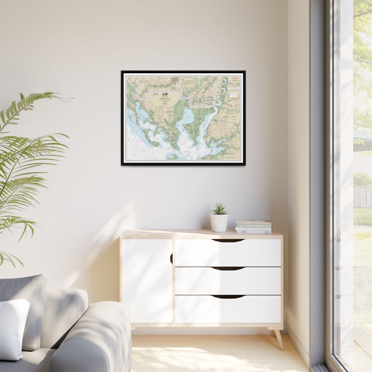 Chart 12261 Chesapeake Bay Honga, Nanticoke, Wicomico Rivers and Fishing Bay - NOAA Nautical Chart Floating Frame Canvas | 32" x 24" | 40" x 30" - Black context-1