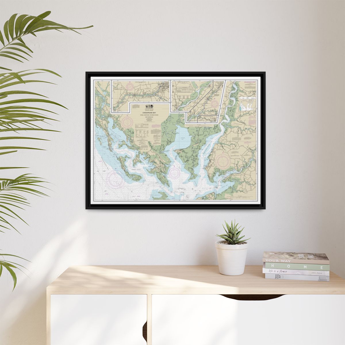 Chart 12261 Chesapeake Bay Honga, Nanticoke, Wicomico Rivers and Fishing Bay - NOAA Nautical Chart Floating Frame Canvas | 32" x 24" | 40" x 30" - Black context-1