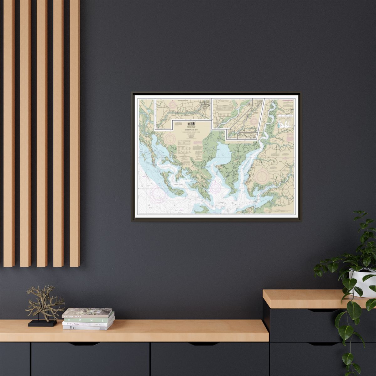 Chart 12261 Chesapeake Bay Honga, Nanticoke, Wicomico Rivers and Fishing Bay - NOAA Nautical Chart Floating Frame Canvas | 32" x 24" | 40" x 30" - Espresso context-2