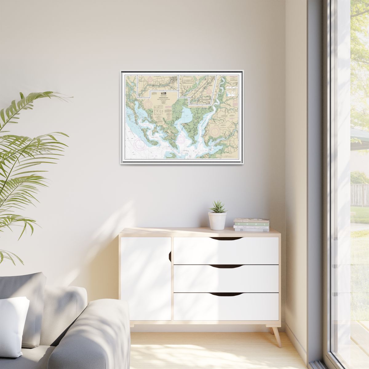 Chart 12261 Chesapeake Bay Honga, Nanticoke, Wicomico Rivers and Fishing Bay - NOAA Nautical Chart Floating Frame Canvas | 32" x 24" | 40" x 30" - White context-1
