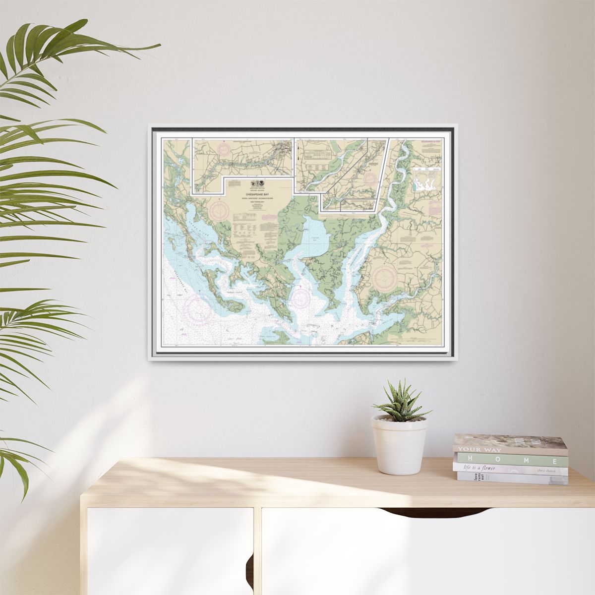 Chart 12261 Chesapeake Bay Honga, Nanticoke, Wicomico Rivers and Fishing Bay - NOAA Nautical Chart Floating Frame Canvas | 32" x 24" | 40" x 30" - White context-1