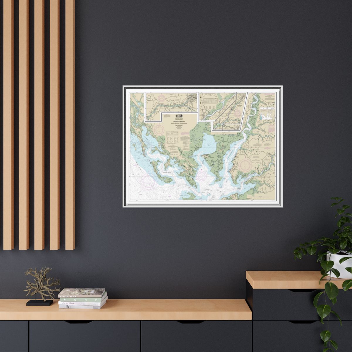 Chart 12261 Chesapeake Bay Honga, Nanticoke, Wicomico Rivers and Fishing Bay - NOAA Nautical Chart Floating Frame Canvas | 32" x 24" | 40" x 30" - White context-2