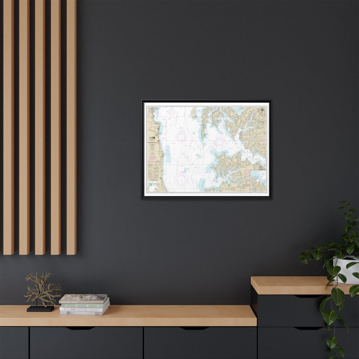 Chart 12266 Chesapeake Bay Choptank River and Herring Bay; Cambridge - NOAA Nautical Chart Floating Frame Canvas | 32" x 24" | 40" x 30" - Black context-2