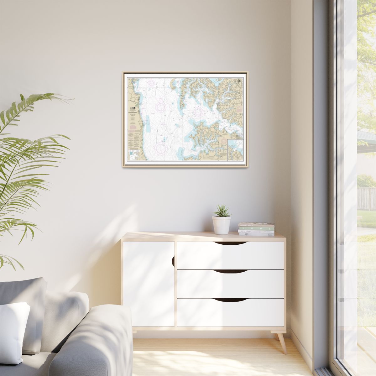 Chart 12266 Chesapeake Bay Choptank River and Herring Bay; Cambridge - NOAA Nautical Chart Floating Frame Canvas | 32" x 24" | 40" x 30" - Natural context-1