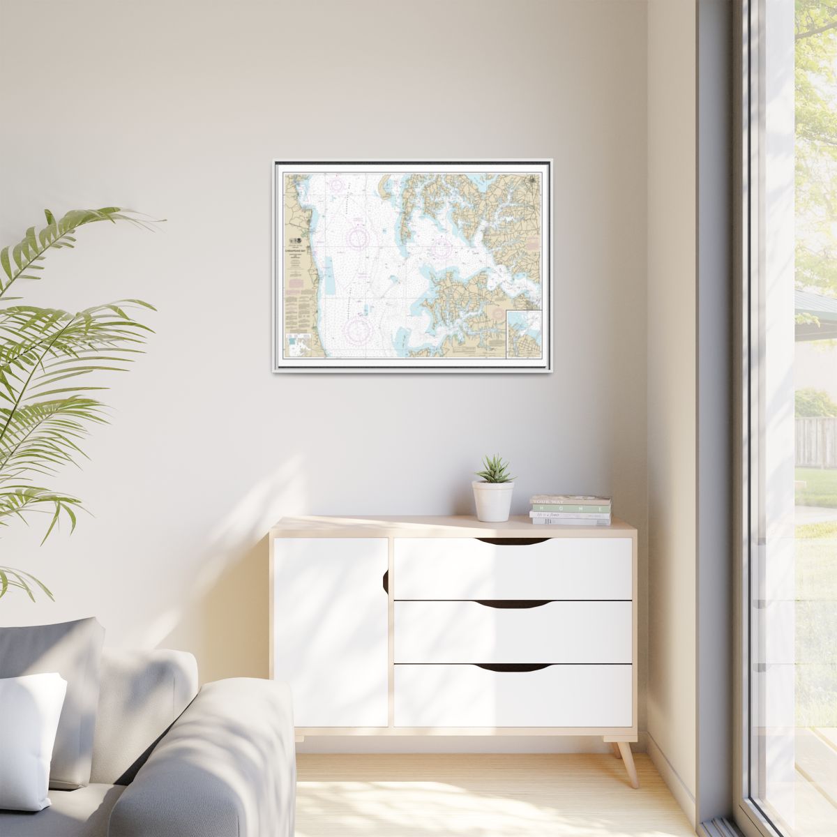 Chart 12266 Chesapeake Bay Choptank River and Herring Bay; Cambridge - NOAA Nautical Chart Floating Frame Canvas | 32" x 24" | 40" x 30" - White context-1