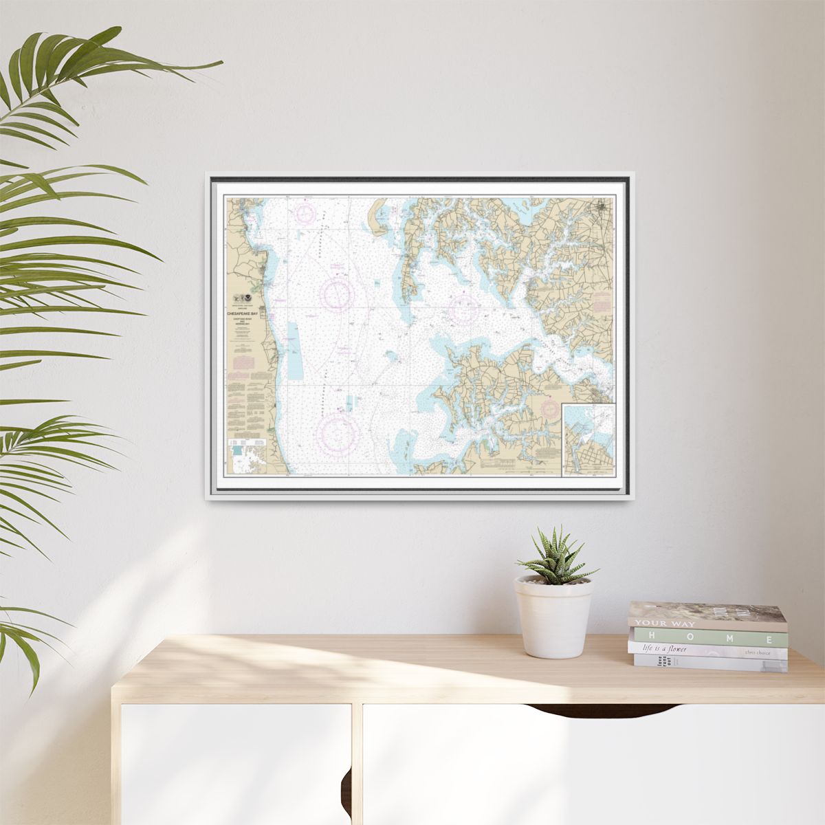 Chart 12266 Chesapeake Bay Choptank River and Herring Bay; Cambridge - NOAA Nautical Chart Floating Frame Canvas | 32" x 24" | 40" x 30" - White context-1