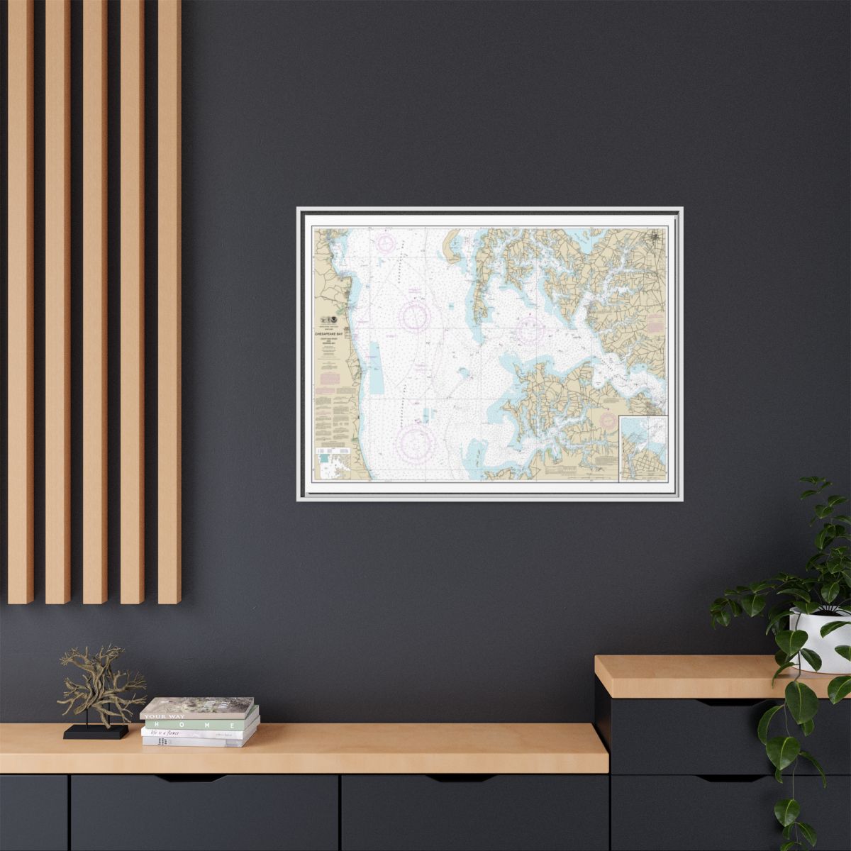 Chart 12266 Chesapeake Bay Choptank River and Herring Bay; Cambridge - NOAA Nautical Chart Floating Frame Canvas | 32" x 24" | 40" x 30" - White context-2