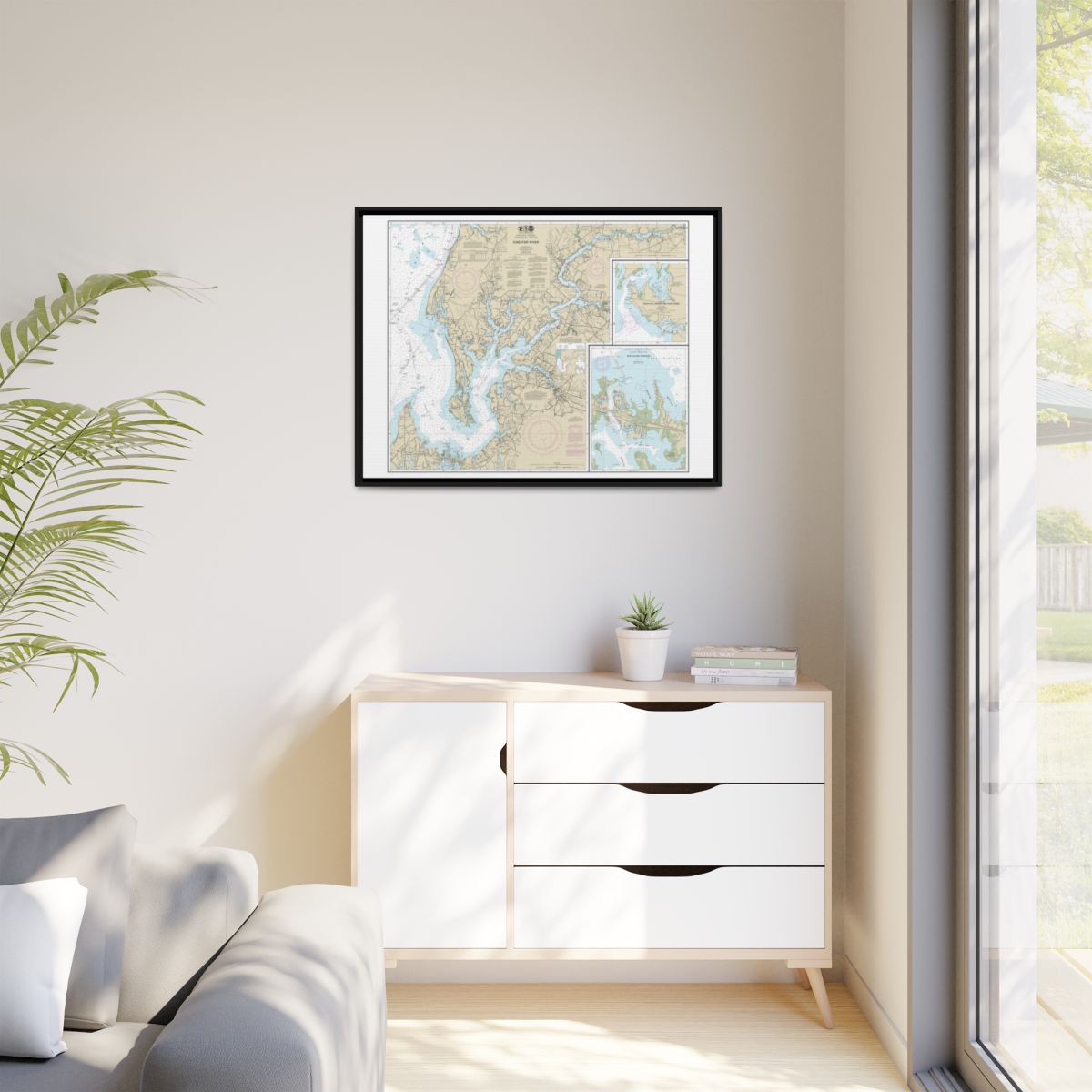 Chart 12272 Chester River; Kent Island Narrows, Rock Hall Harbor and Swan Creek - NOAA Nautical Chart Floating Frame Canvas | 32" x 24" | 40" x 30" - Black context-1