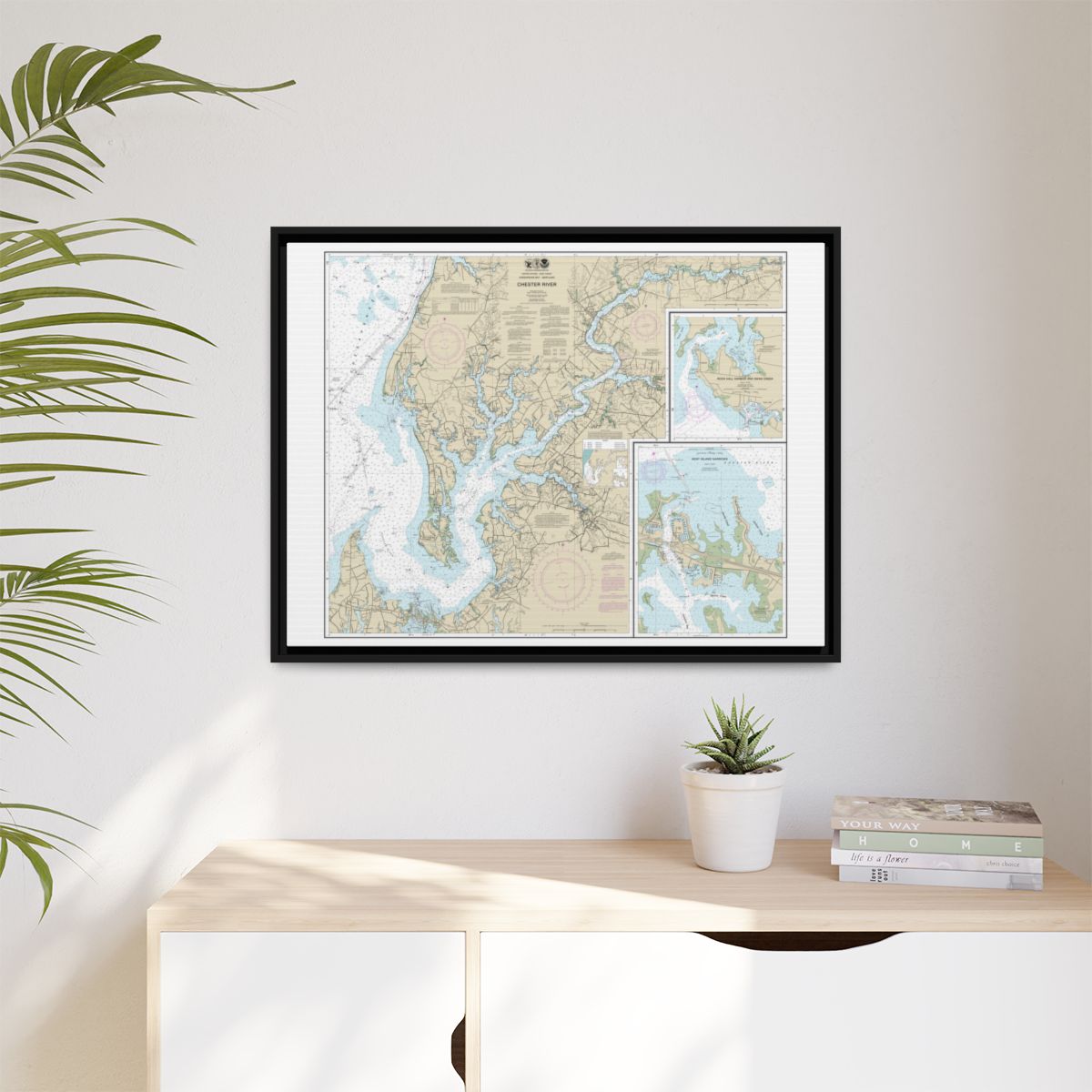 Chart 12272 Chester River; Kent Island Narrows, Rock Hall Harbor and Swan Creek - NOAA Nautical Chart Floating Frame Canvas | 32" x 24" | 40" x 30" - Black context-1