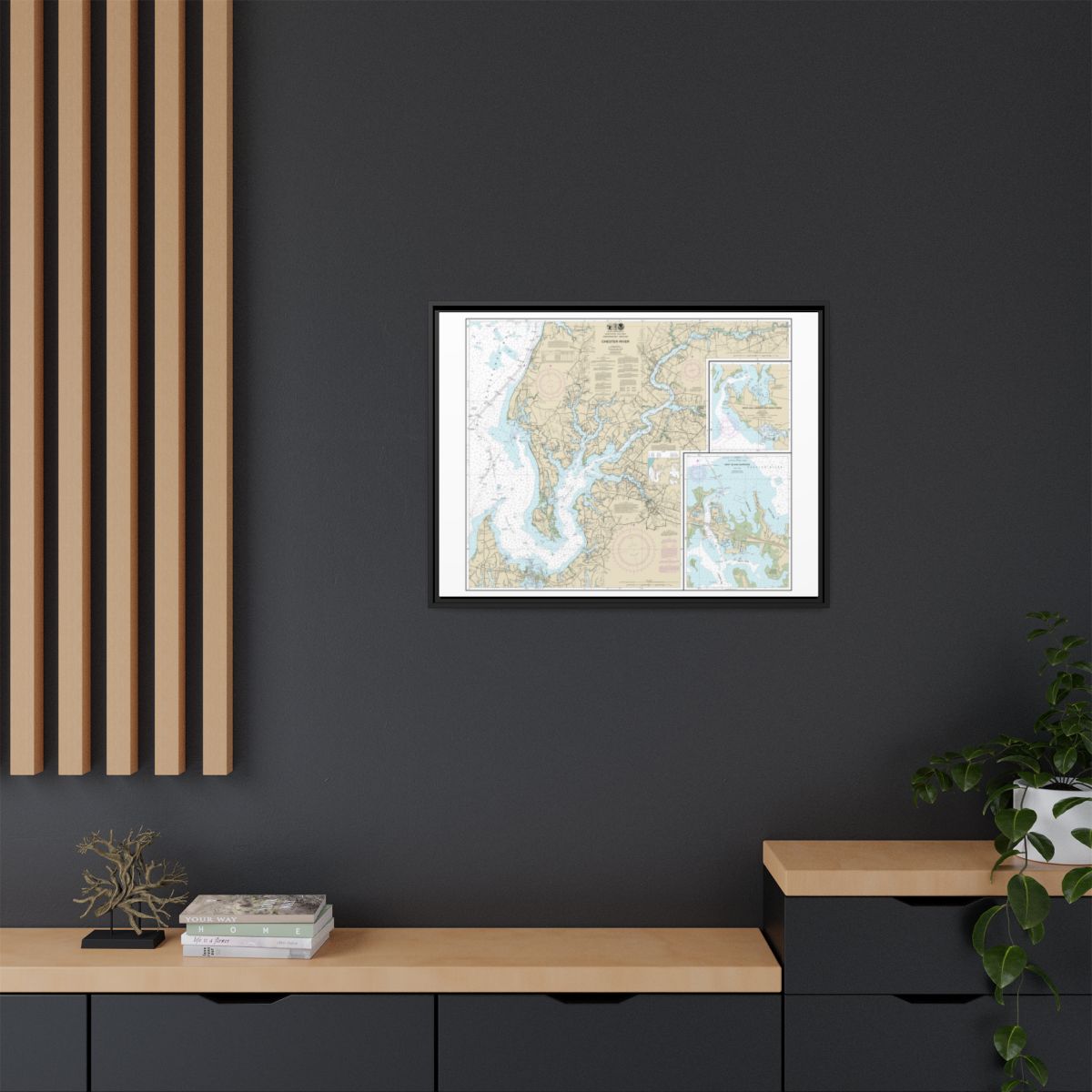 Chart 12272 Chester River; Kent Island Narrows, Rock Hall Harbor and Swan Creek - NOAA Nautical Chart Floating Frame Canvas | 32" x 24" | 40" x 30" - Black context-2