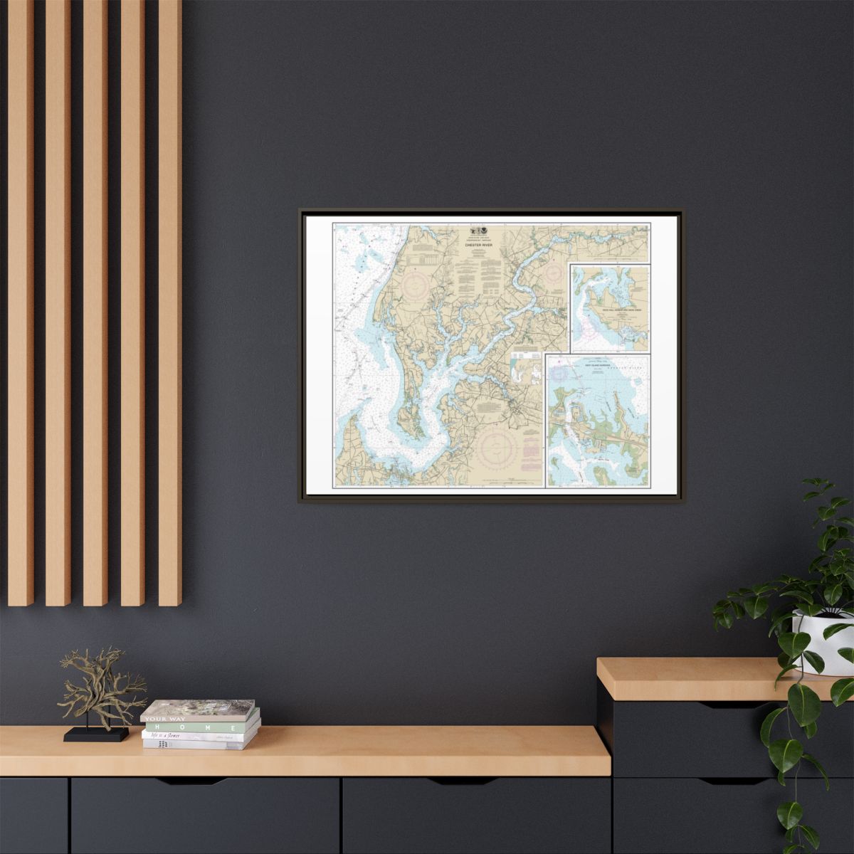 Chart 12272 Chester River; Kent Island Narrows, Rock Hall Harbor and Swan Creek - NOAA Nautical Chart Floating Frame Canvas | 32" x 24" | 40" x 30" - Espresso context-2