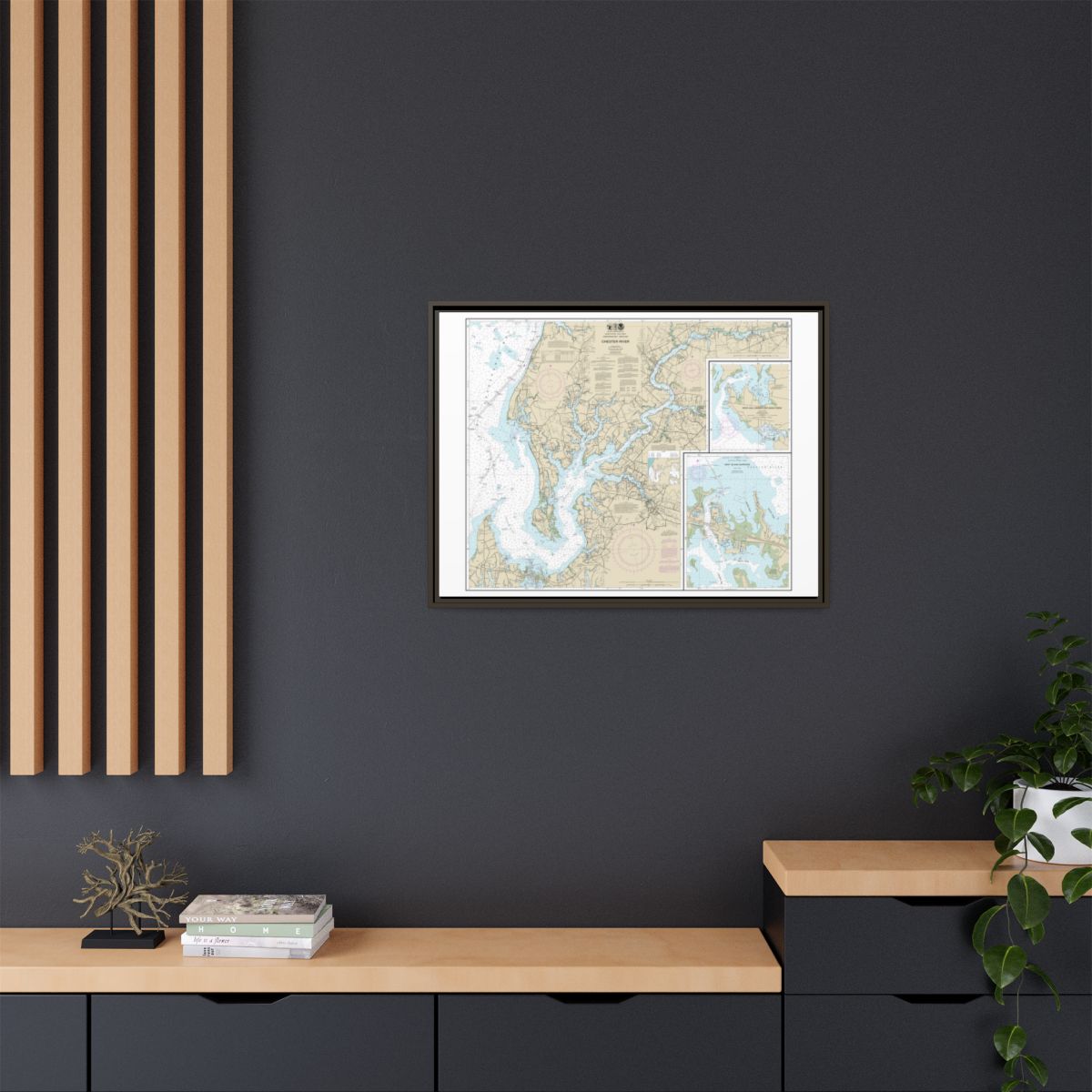 Chart 12272 Chester River; Kent Island Narrows, Rock Hall Harbor and Swan Creek - NOAA Nautical Chart Floating Frame Canvas | 32" x 24" | 40" x 30" - Espresso context-2